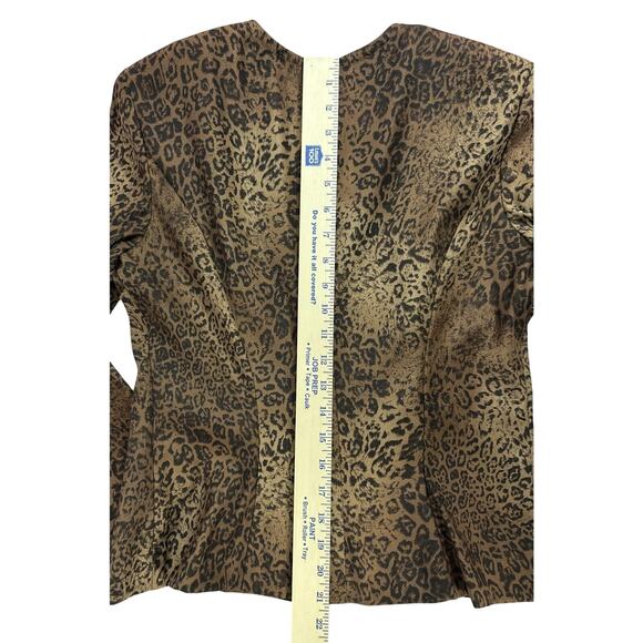 Danny and Nicole NY Blazer Jacket Brown Animal Print Zip Shoulder Pads Retro 8 - Picture 7 of 7